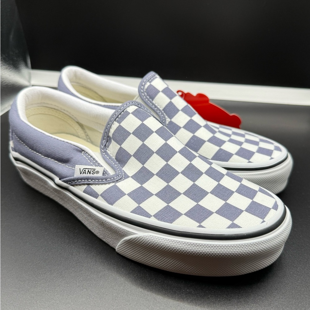 Vans Blue and White Checkered Slip-Ons Size 3.5M